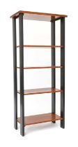 A Pair of Modern Knoll Cherrywood and Ebonised Free Standing Bookcases, 79cm by 45cm by 180cm This