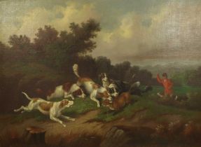 Follower of Henry Thomas Alken (1785-1851) The Kill Indistinctly signed, oil on canvas, 71cm by 97.