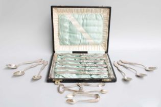 A Collection of Austrian or Austro-Hungarian Silver Flatware, comprising a set of six teaspoons,