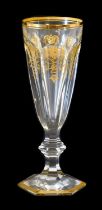 A Set of Six Baccarat Harcourt Empire Pattern Champagne Flutes, en suite 18cm high This lot has been