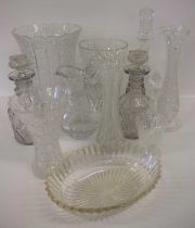 A Pair of 20th Century Cut Glass Decanters, with stoppers, 27cm high A Victorian Style Cut Glass