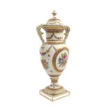 A Carl Thieme, Potschappel Porcelain Vase and Cover, 20th century, of baluster form with leaf