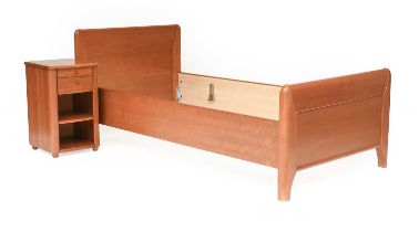 A Reproduction Knoll 3ft Single Bed Frame A Matching Two-Drawer Bedside Chest 40cm by 40cm by