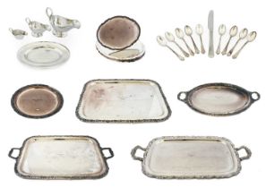 A Collection of Silver Plate from the Cafe Europa Graz, including an oval tray, with two scroll