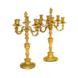 A Pair of Late 19th Century Bronze Six Branch Candleabra in the Manner of Henry Dasson, the