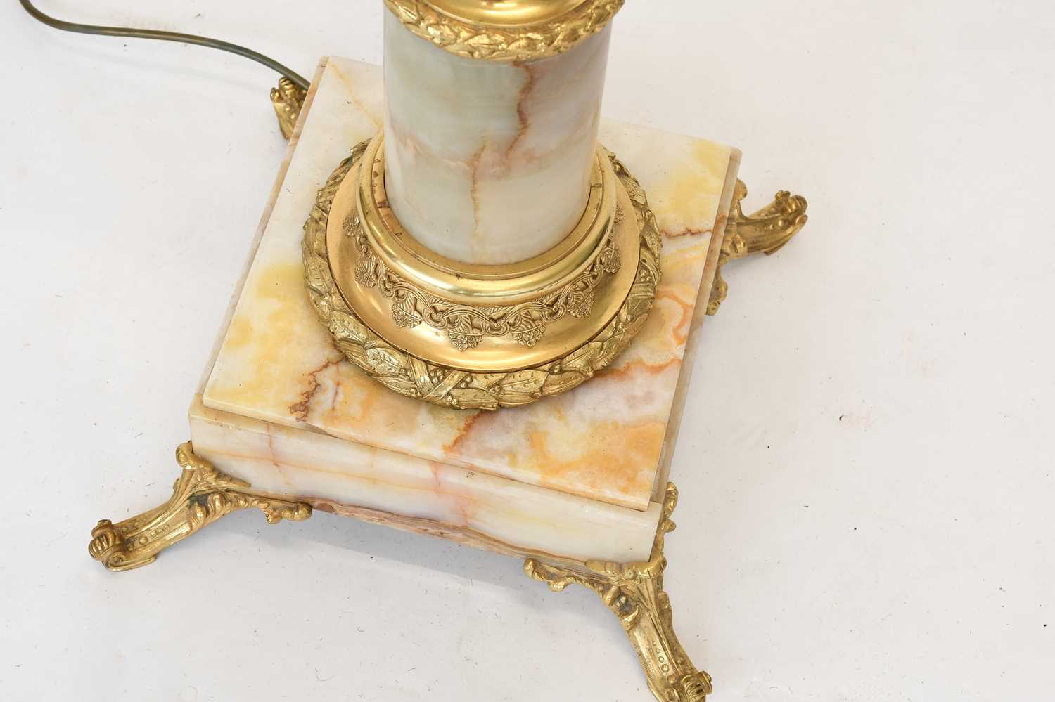 An Alabaster and Gilt Metal Mounted Standard Lamp, 181cm high with shade This lot has been - Image 2 of 2