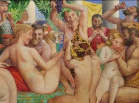 Erhard Stobe (b.1943) Austrian ''Bacchanal'' Signed and dated verso (twice) oil on canvas, 114.5cm