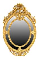 A 19th Century Swedish Gilt and Gesso Bevelled Glass Marginal Mirror, with original mirror plate