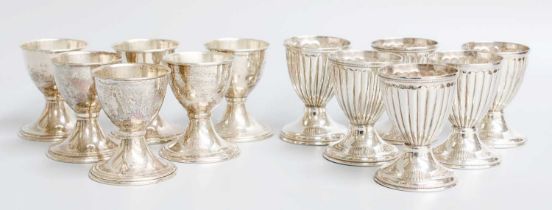 A Set of Six Italian Silver Egg-Cups, Maker's mark FL1374, Florence, 20th Century, each plain