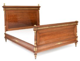 A Louis XVI-Style Mahogany and Gilt Metal-Mounted 5ft Bedstead, late 19th century, the panelled