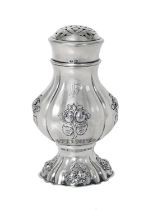 An Austro-Hungarian Silver Caster, Maker's Mark BP, Vienna, 1872-1922, fluted baluster and on