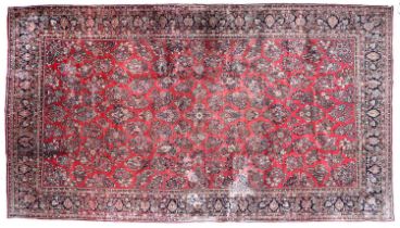 Saroukh/Mahal Carpet West Iran, circa 1930 The abrashed strawberry field with an allover design of