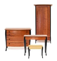 A Modern Knoll Cherrywood and Ebonised Wardrobe, 90cm by 50cm by 188cm, a matching dressing table,