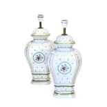 A Pair of Haviland Limoges Porcelain Lamp Bases, 20th century, of square section baluster form