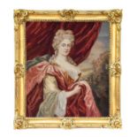 A Woolwork Picture, 19th century, as a portrait of a lady, possibly Maria Theresa, Holy Roman