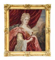 A Woolwork Picture, 19th century, as a portrait of a lady, possibly Maria Theresa, Holy Roman