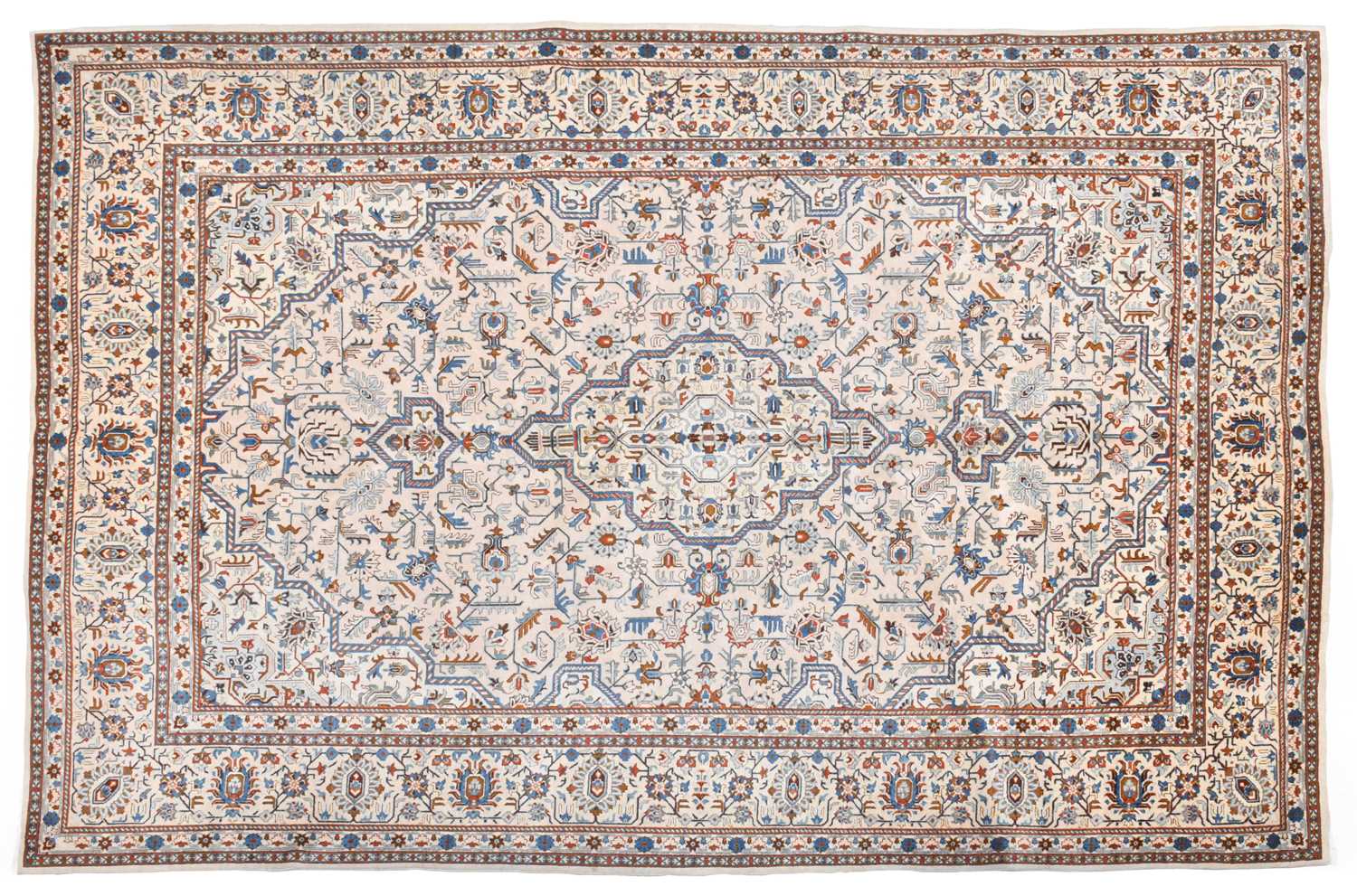 Kashan Carpet Central Iran, circa 1960 The ivory field of angular vines around a stepped pole