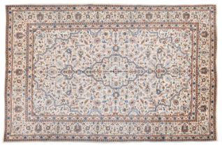 Kashan Carpet Central Iran, circa 1960 The ivory field of angular vines around a stepped pole