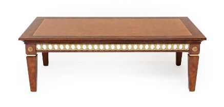 F Turri: An Italian Burr Walnut-Laminted and Gilt Metal-Mounted Coffee Table, modern, of rectangular