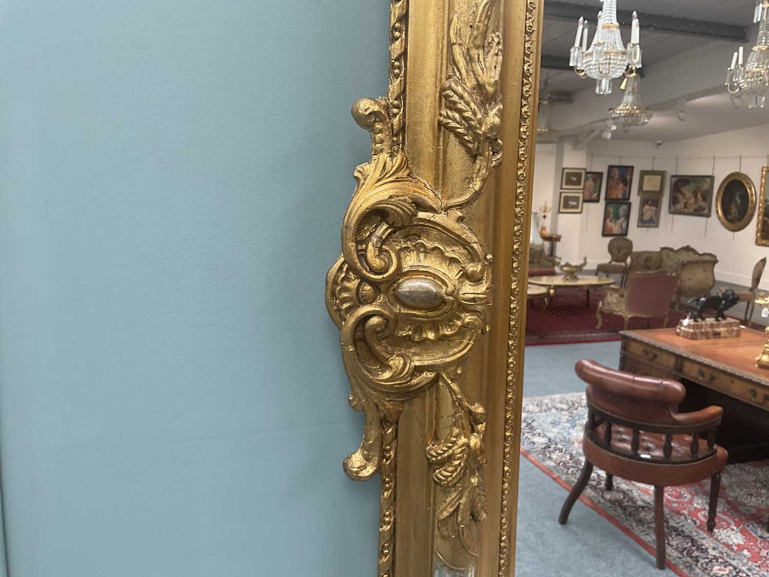 A Late 19th Century Gilt and Gesso Wall Mirror, the plain mirror plate surmounted with C scrolls and - Image 7 of 9