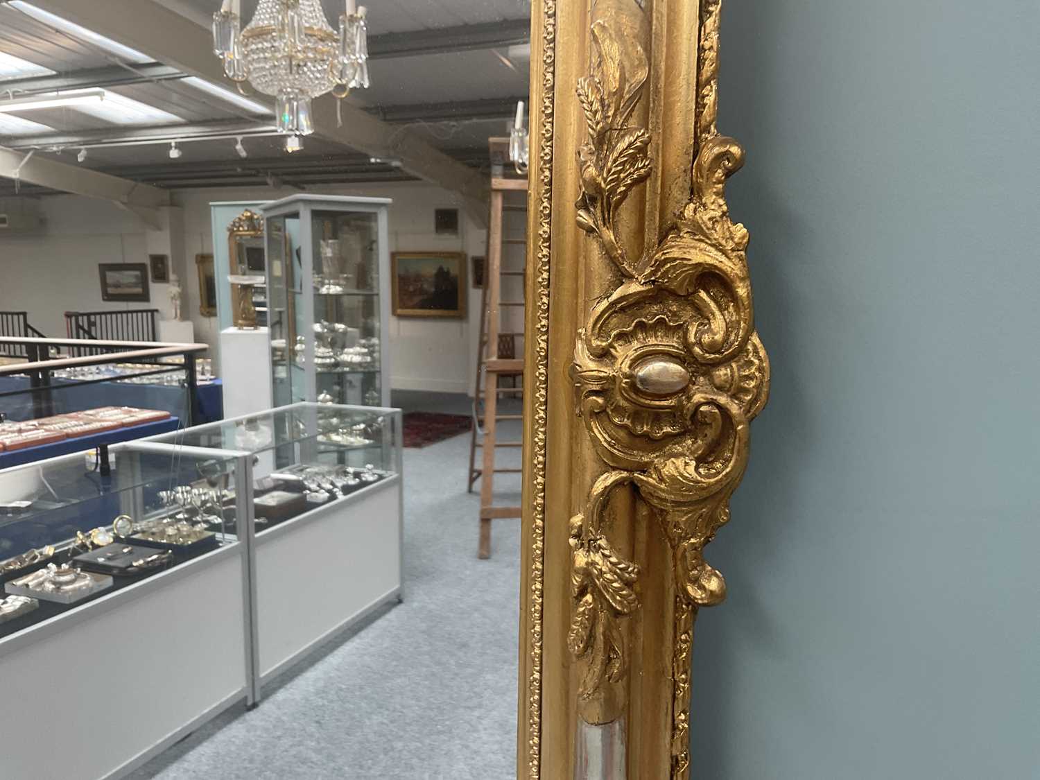 A Late 19th Century Gilt and Gesso Wall Mirror, the plain mirror plate surmounted with C scrolls and - Image 8 of 9