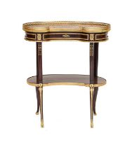 A Late 19th Century French Mahogany and Gilt Metal-Mounted Kidney-Shaped Table En Chiffonier, with
