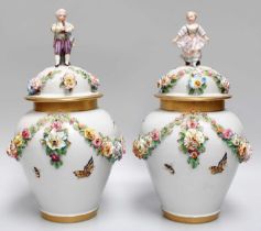 A Pair of Demartial & Tallandier Limoges Porcelain Jars and Covers, 20th century, in the Meissen