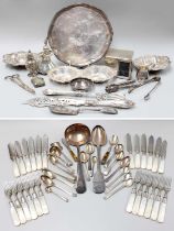 A Collection of Assorted Silver and Silver Plate, the silver including a cigarette-box; the silver