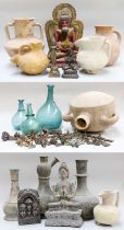Antiquities; Assorted Middle Eastern Terracotta Vessels, Indian and South East Asian bronze, metal
