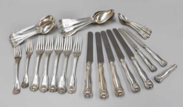 A Collection of Swedish Silver Flatware, Fiddle, Thread and Shell pattern, engraved with a coat-of-