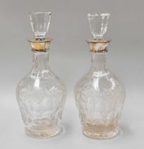 A Pair of Elizabeth II Silver-Mounted Cut and Engraved-Glass Decanters, by C. J. Vander Ltd.,