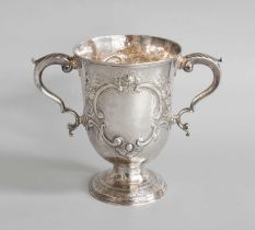 A George III Silver Two Handled Cup, Probably by John King, London, 1774, inverted bell-shaped and