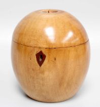A Novelty Treen Tea Caddy, Regency style but 20th century, formed as an apple, 11.5cm