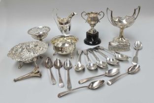 A Collection of Assorted Silver, including various pierced bowls; a George III silver cream-jug, a