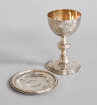 A Victorian Silver Communion-Cup and Paten, by Robert Harper, London, 1859, each engraved with