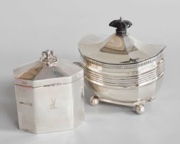 A Victorian Silver Tea-Caddy and an Edward VII Silver Tea-Caddy, The First by Thomas Bradbury,