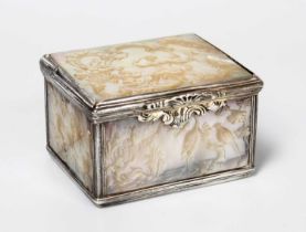 A Continental or George II Silver-Mounted Mother-of-Pearl Snuff-Box, Apparently Unmarked, Circa