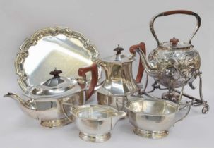 A Four-Piece Elizabeth II Silver Tea Service, by Adie Brothers, Birmingham, 1953, each piece