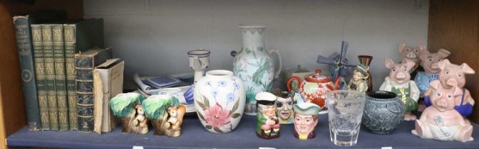 A Set of Five Wade Natwest Pig Money Boxes, books including Cassals, popular gardening, together