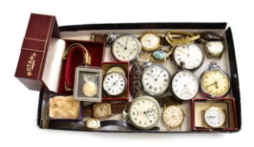 A Silver Pocket Watch, pocket watch with case stamped silver 800, four other pocket watches, two
