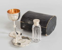 A Three-Piece Victorian Silver or Silver-Mounted Travelling Communion-Set, by Charles Reily and