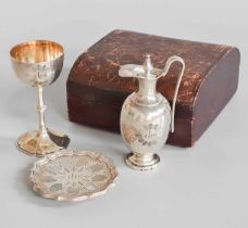 A Three-Piece Victorian Silver Travelling Communion-Set, by Thomas and William Aston, Birmingham,