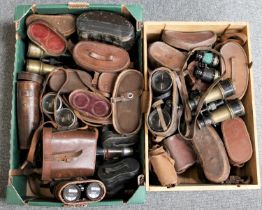 A Collection of Binoculars, Opera and Field Glasses, including military binoculars (two boxes)