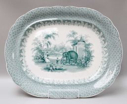 A Staffordshire Pottery Meat Dish, 19th century, makers Robinson, Wood & Brownfield, printed in