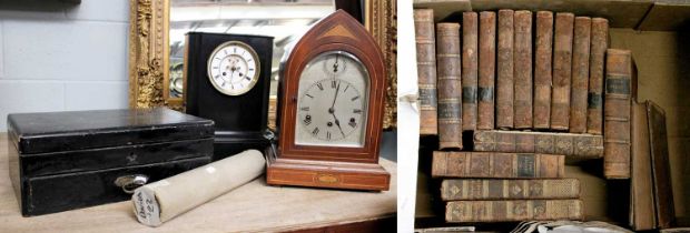 A German Mahogany Lancet Formed Bracket clock, with three train movement, a similar Victorian