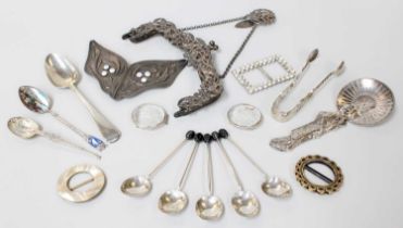 A Collection of Assorted Silver, including a silver purse mount; assorted silver silver spoons; an