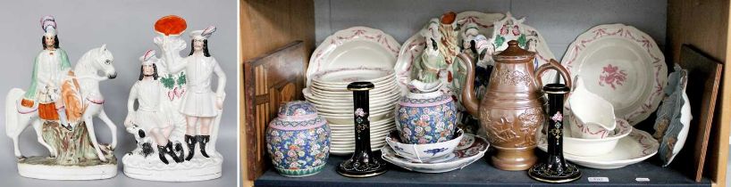 A Wedgwood Dinner Service, Williamsburg Husk pattern in puce monochrome, Queens shape; together with