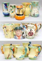 A Collection of Nineteen Jugs, mostly Burleigh Ware, with zoomorphic handles, circa 1930s, also