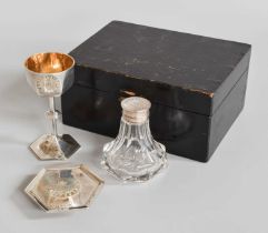 A Three-Piece Victorian Silver or Silver-Mounted Travelling Communion-Set, by Nathaniel Mills,