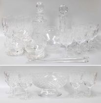 A Part Suite of Glassware, including eight champagne flutes, seven large wines, eight smaller wines;